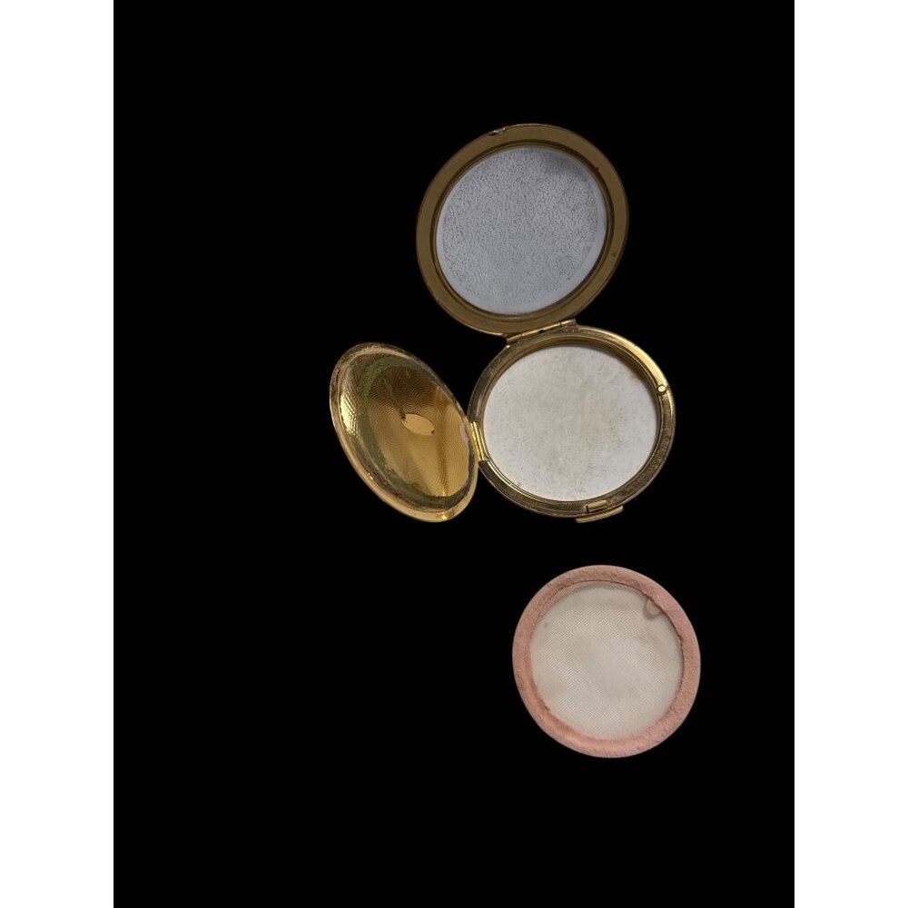 Vintage Stratton Made in England Floral Powder Compact With Mirror Gold Tone - Picture 6 of 8